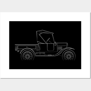 1925 Ford Model T - profile stenil, white Posters and Art